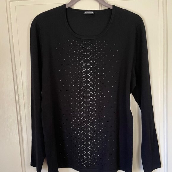 Gerry Weber long sleeve black bling-y tee - Picture 1 of 3